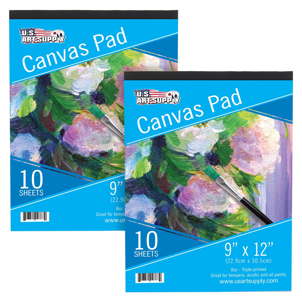 9" x 12" 10-Sheet 8-Ounce Triple Primed Acid-Free Canvas Paper Pad (Pack of 2 Pads), Canvas Paper for Acrylic Painting